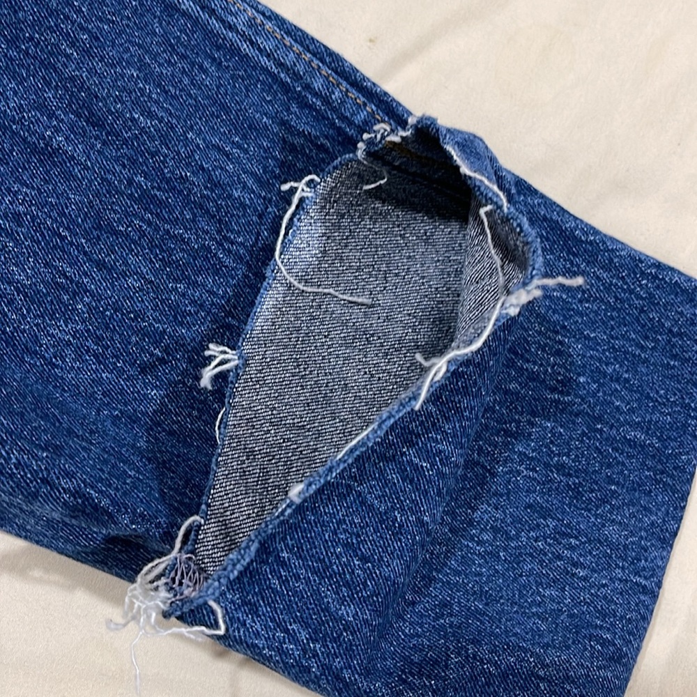 & OTHER STORIES HIGH WAISTED STRAIGHT LEG JEANS WITH CUT RAW EDGE HEM SIZE 24 - Picture 7 of 12